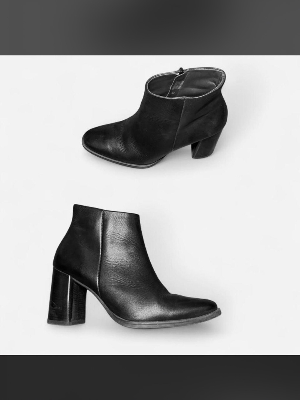Paul Green Black Leather Ankle Booties with Block Heel